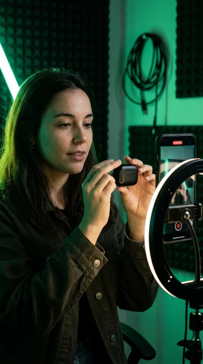 Creadora grabando un vídeo de producto